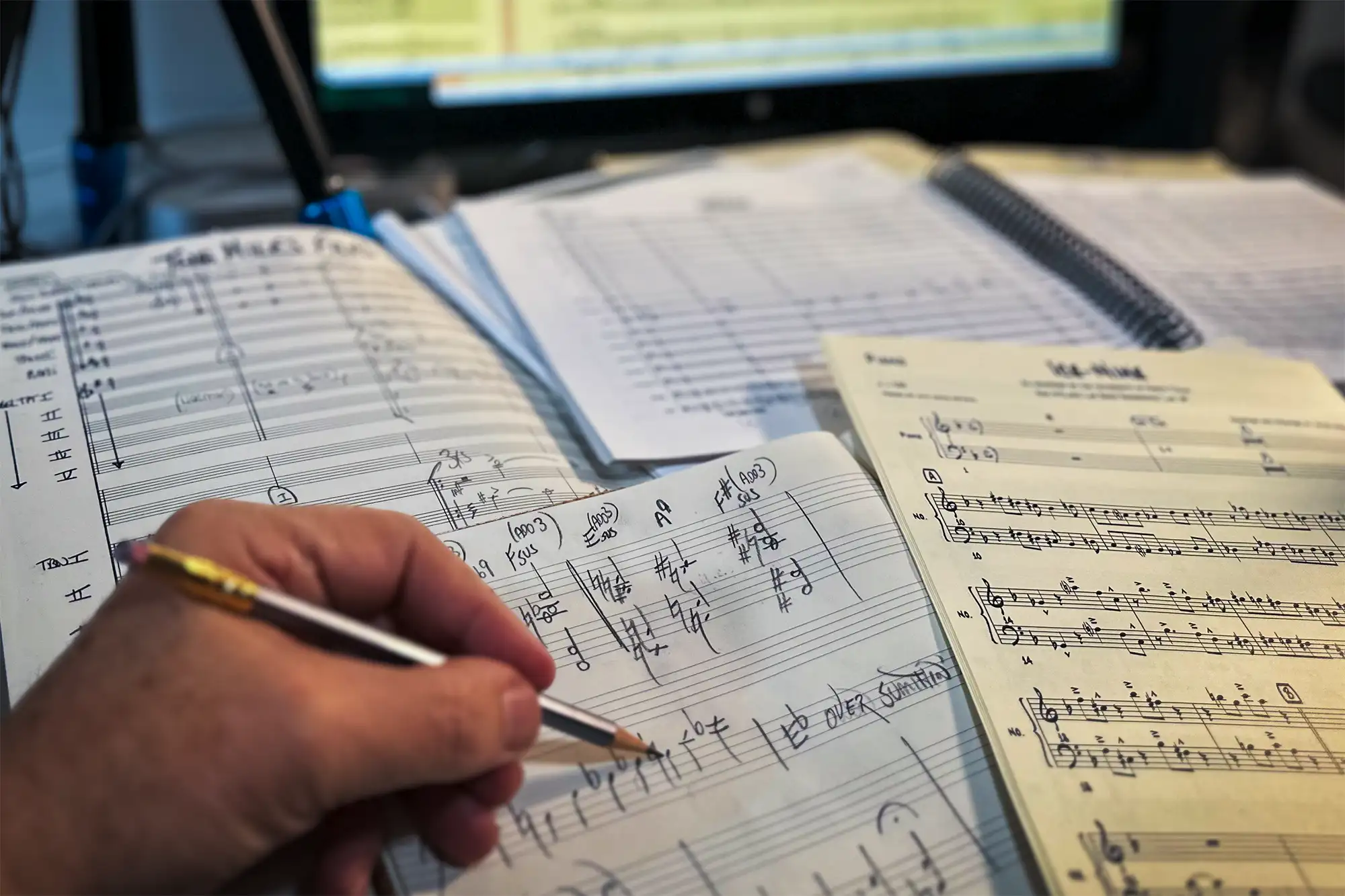 Sheet music on a desk